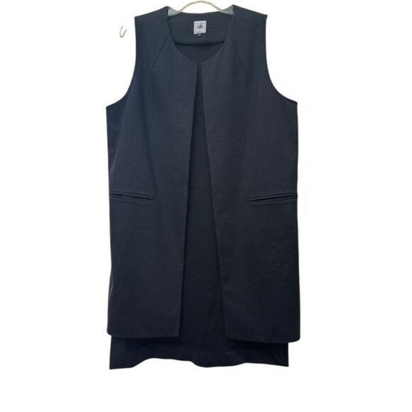 Cabi Women M Drafting Open Front Charcoal Gray Vest Office Siren Goth Preppy Y2K - Picture 4 of 8